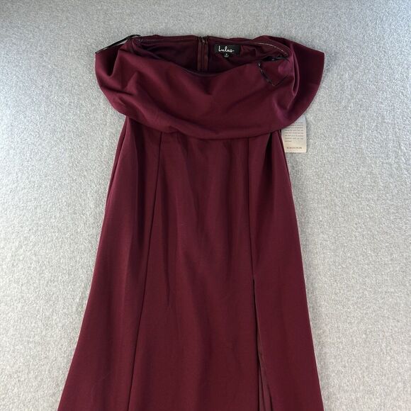 Lulus Dress Womens S Maxi Gown Burgundy Off-The-Shoulder Wedding Romantic - Picture 5 of 14